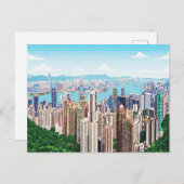 Hong Kong skyline panoramic view postcard Postkarte (Vorne/Hinten)