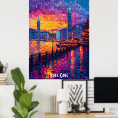Hong Kong Skyline Poster - Vibranly Asian City Art (Heimbüro)