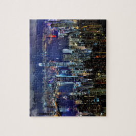 Hong Kong-Stadt-Skyline-Lichter nachts Puzzle