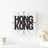 Hong Kong Timezone Wall Clock Quadratische Wanduhr (Zuhause)