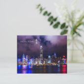 Hong Kong Victoria Harbour Night Scene Postcard Postkarte (Stehend Vorderseite)