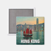 Hong Kong Victoria Harbour Travel Magnet (Vorderseite/Rückseite)