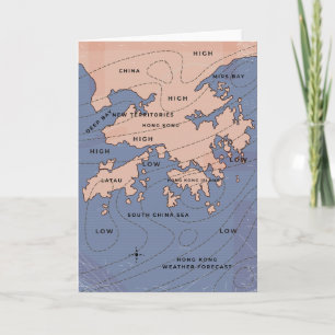 Hong Kong Vintag Weather Map Einladung