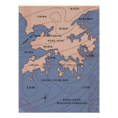Hong Kong Vintag Weather Map Poster (Vorderseite)