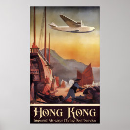 Hong Kong Vintage Travel Poster