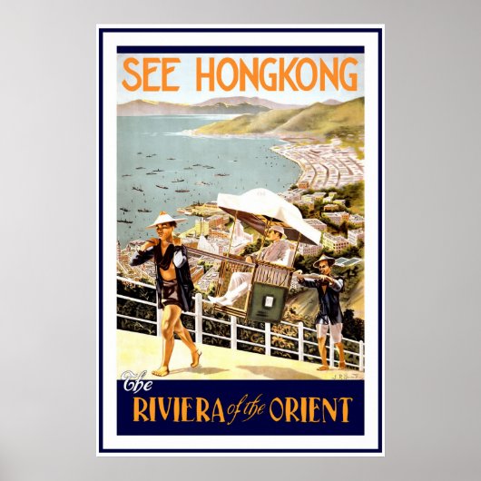 "Hong Kong" Vintage Travel Poster (Vorne)