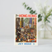 Hong Kong Vintage Travel Poster Postkarte (Stehend Vorderseite)