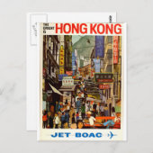 Hong Kong Vintage Travel Poster Postkarte (Vorne/Hinten)