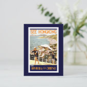 "Hong Kong Vintage Travel Poster" Postkarte (Stehend Vorderseite)
