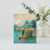 Hong Kong Vintage Travel Poster Postkarte (Stehend Vorderseite)