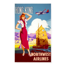Hong Kong Vintage Travel Poster wiederhergestellt