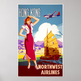 Hong Kong Vintage Travel Poster wiederhergestellt