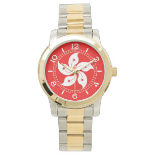 Hong Kong White Orchid Symbol Dial Armbanduhr
