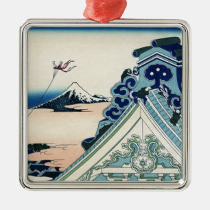 Honganji-Tempel Blick auf den Fuji japanischer Hol Ornament Aus Metall