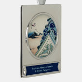 Honganji Temple Vista des Fuji Japanese Woodcut Banner-Ornament Silber (Rechts)