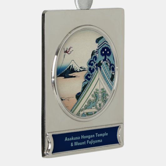 Honganji Temple Vista des Fuji Japanese Woodcut Banner-Ornament Silber (Rechts)