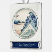 Honganji Temple Vista des Fuji Japanese Woodcut Banner-Ornament Silber (Links)