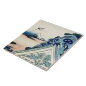 Honganji Temple Vista des Fuji Japanese Woodcut Fliese (Seite)