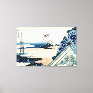 Honganji Temple Vista des Fuji Japanese Woodcut Leinwanddruck