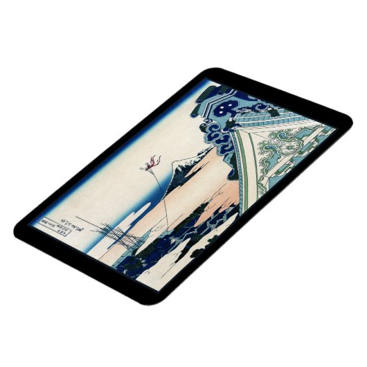 Honganji Temple Vista des Fuji Japanese Woodcut Magnet (Linke Seite)