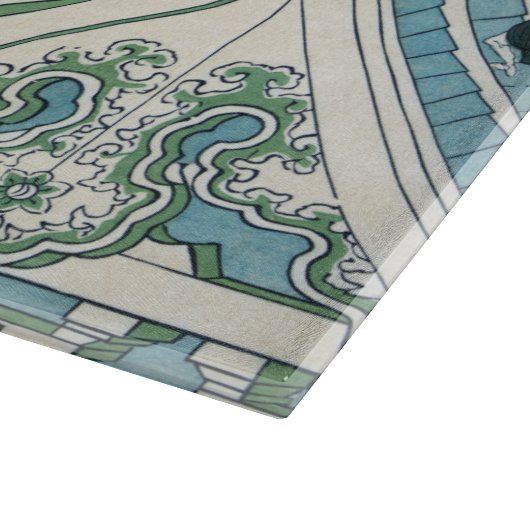 Honganji Temple Vista des Fuji Japanese Woodcut Schneidebrett (Ecke)