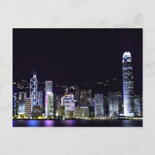 Hongkong bei der Nachtpostkarte Postkarte (Vorderseite)
