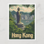Hongkong China Art Vintage Reise - Illustration Postkarte (Vorderseite)