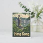 Hongkong China Art Vintage Reise - Illustration Postkarte (Stehend Vorderseite)