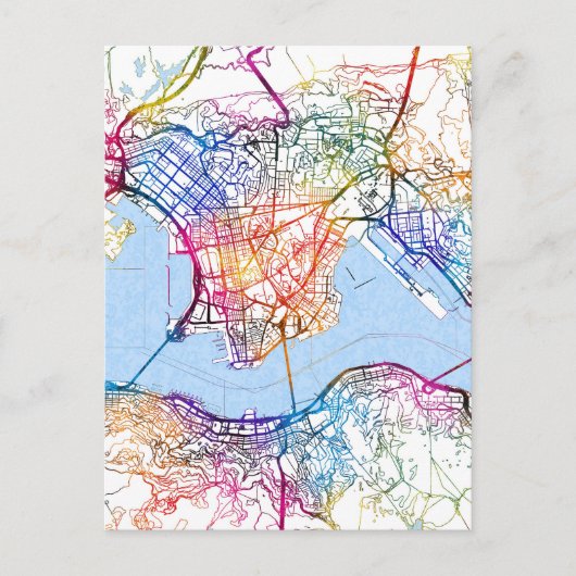 Hongkong China City Map Postkarte (Vorderseite)