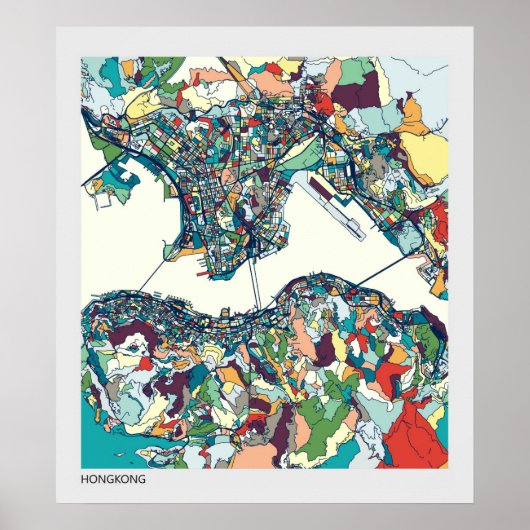 Hongkong, China Map Poster (Vorne)