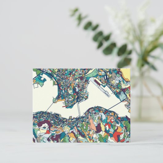 Hongkong, China Map Postkarte (Stehend Vorderseite)