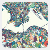 Hongkong, China Map Quadratischer Aufkleber (Vorderseite)