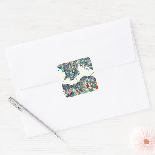 Hongkong, China Map Quadratischer Aufkleber (Umschlag)