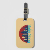 Hongkong China Retro City Skyline City Art Gepäckanhänger (Vorderseite Vertikal)