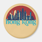 Hongkong China Retro City Skyline City Art Magnet (Vorne)