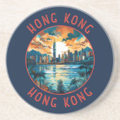 Hongkong China Retro-Distressed Circle Getränkeuntersetzer (Vorne)