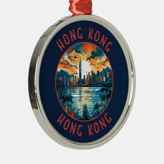 Hongkong China Retro-Distressed Circle Ornament Aus Metall (Rechts)
