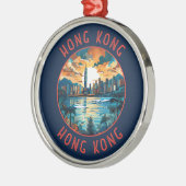 Hongkong China Retro-Distressed Circle Ornament Aus Metall (Links)