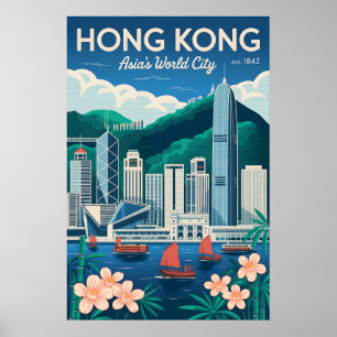 Hongkong China Retro-Reiseposter-Kunst Poster