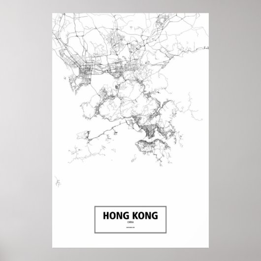 Hongkong, China (schwarz auf weiß) Poster (Vorne)