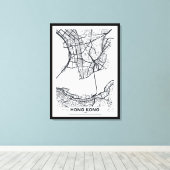Hongkong, China | Schwarz-Weiß-Stadtplan Leinwanddruck (Insitu (Holzboden))