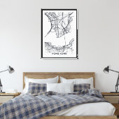 Hongkong, China | Schwarz-Weiß-Stadtplan Leinwanddruck (Insitu (Schlafzimmer))