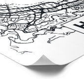 Hongkong, China | Schwarz-Weiß-Stadtplan Poster (Ecke)