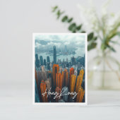 Hongkong China Skyline Top View Postkarte (Stehend Vorderseite)
