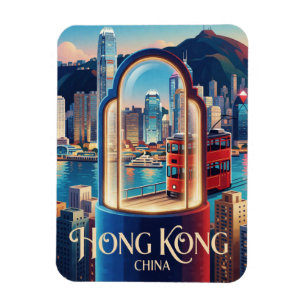 Hongkong China Victoria Harbour Skyline Reise Magnet