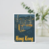 Hongkong China Vintage Travel Illustration Postkarte (Stehend Vorderseite)