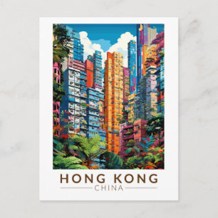 Hongkong China Wohnungen Reise Kunst Vintage Postkarte