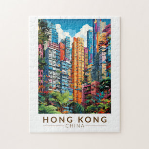 Hongkong China Wohnungen Reise Kunst Vintage Puzzle
