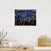 Hongkong City Skyline Lights - Nacht Poster (Küche)