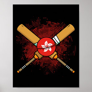 Hongkong Cricket-Schläger Und Ll-Flagge Von Hongko Poster